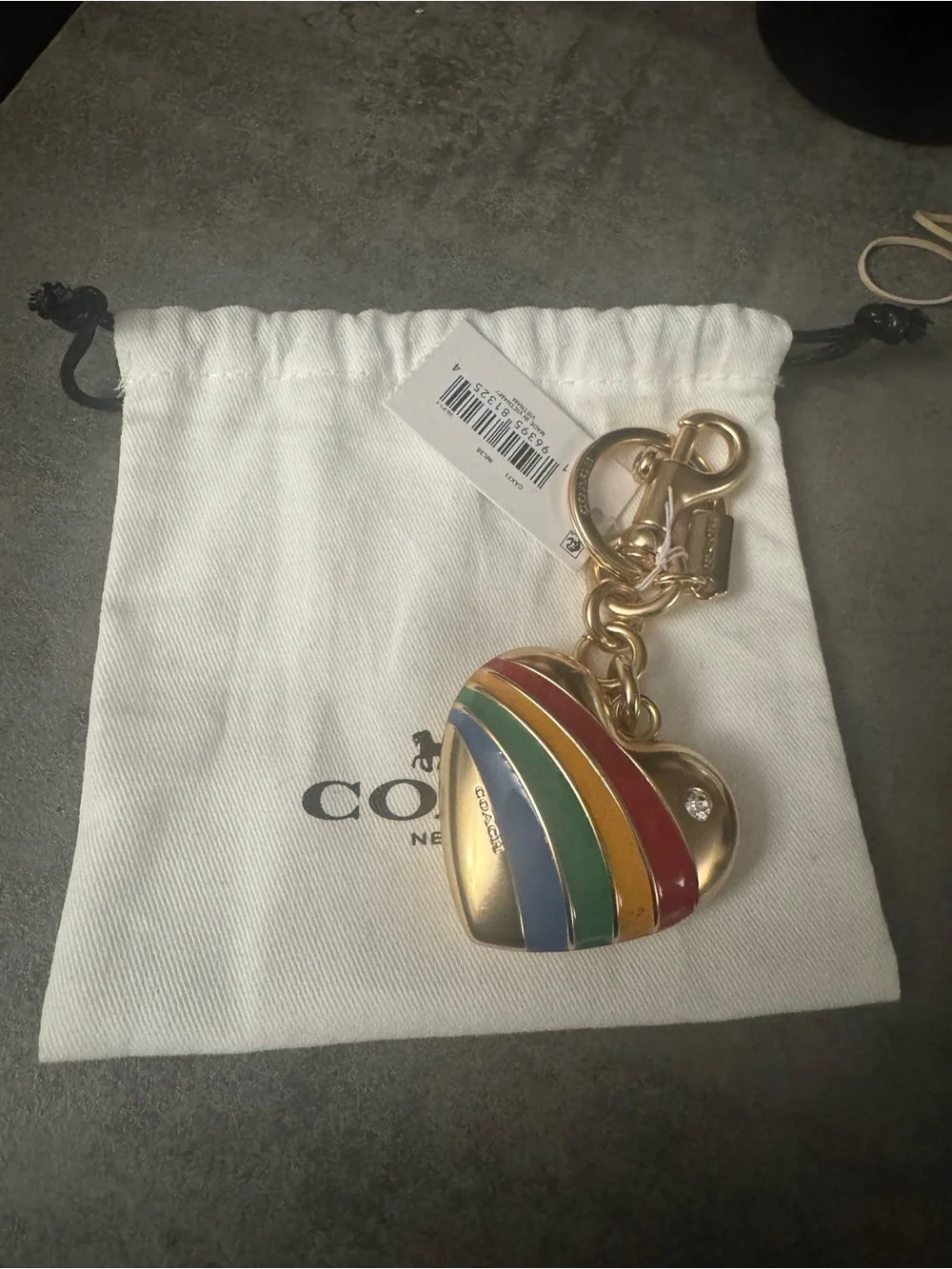 Coach Rainbow Heart Charm/Key chain